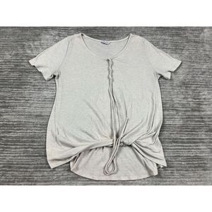 White Birch Top Womens XL Beige Thermal Waffle Knit‎ Tunic Shortsleeve V-Neck